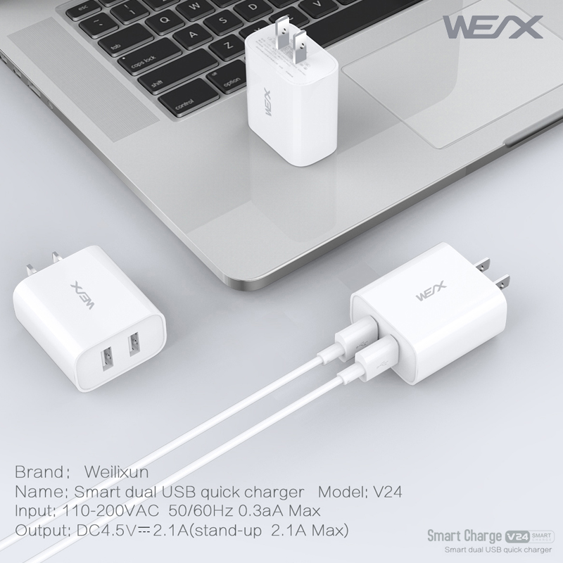 WEX - V24 Dual USB зарядное устройство, зарядное устройство, адаптер питания